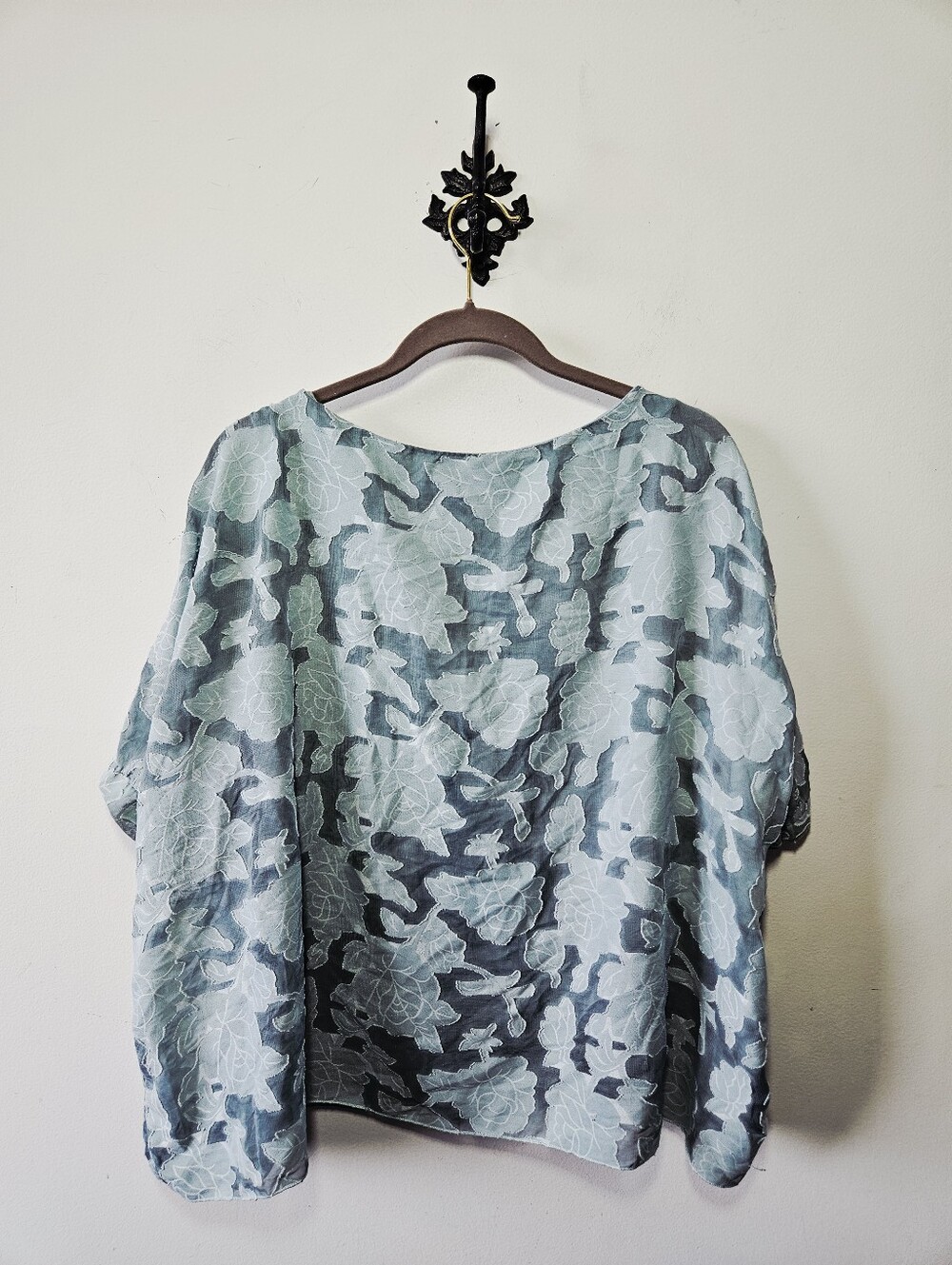 Bellambia Oversized Floral Blouse Size S Blue Made In Italy - Picture 3 of 5